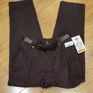 Russ Women's Brown Pleated Chinos with Belt